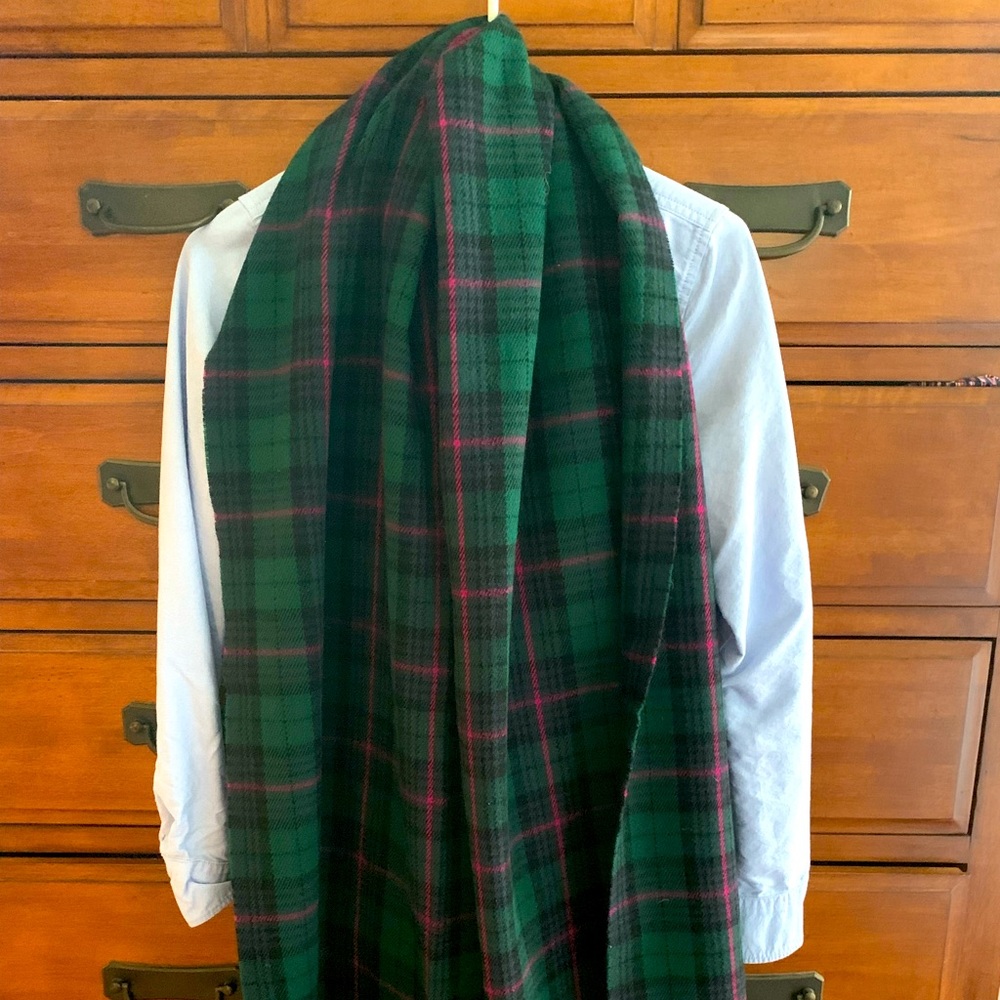 J Crew black watch plaid scarf